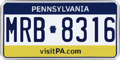 PA license plate MRB8316