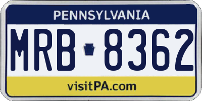 PA license plate MRB8362