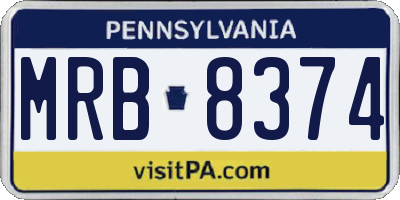 PA license plate MRB8374