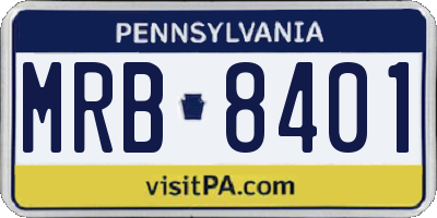 PA license plate MRB8401
