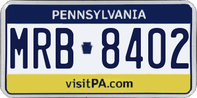 PA license plate MRB8402