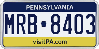PA license plate MRB8403