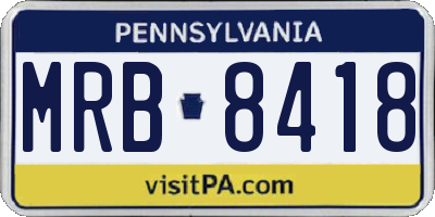 PA license plate MRB8418