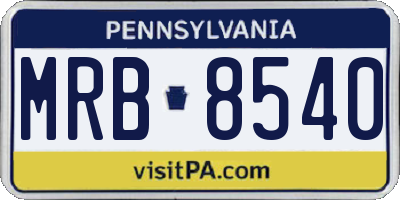 PA license plate MRB8540