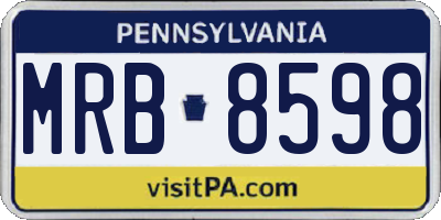 PA license plate MRB8598