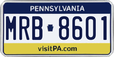 PA license plate MRB8601