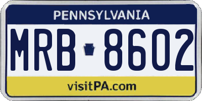 PA license plate MRB8602