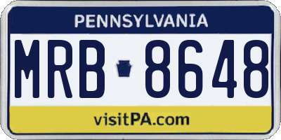 PA license plate MRB8648