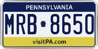 PA license plate MRB8650