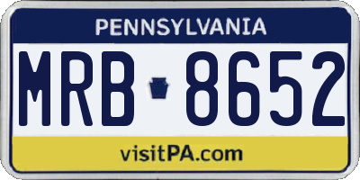 PA license plate MRB8652