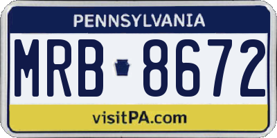 PA license plate MRB8672