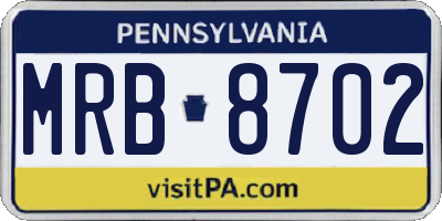 PA license plate MRB8702