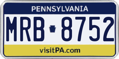 PA license plate MRB8752