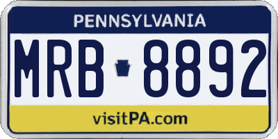 PA license plate MRB8892