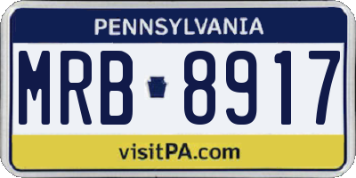 PA license plate MRB8917