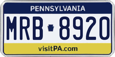 PA license plate MRB8920