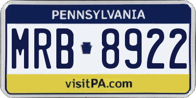 PA license plate MRB8922