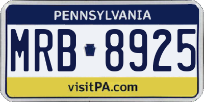 PA license plate MRB8925