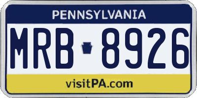 PA license plate MRB8926