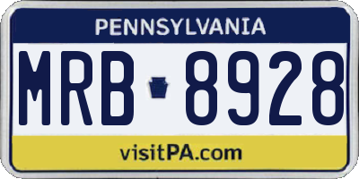 PA license plate MRB8928