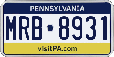 PA license plate MRB8931
