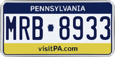 PA license plate MRB8933