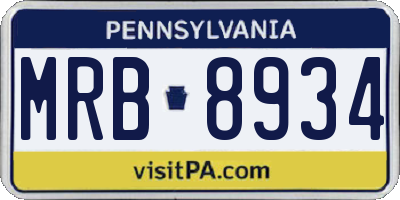 PA license plate MRB8934