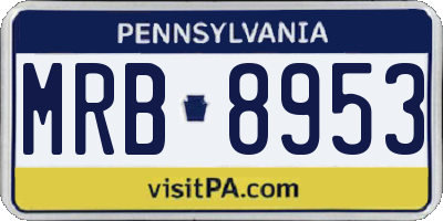 PA license plate MRB8953