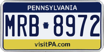 PA license plate MRB8972
