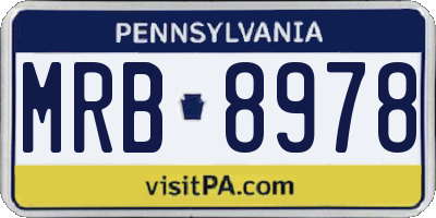 PA license plate MRB8978