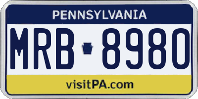 PA license plate MRB8980