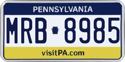 PA license plate MRB8985