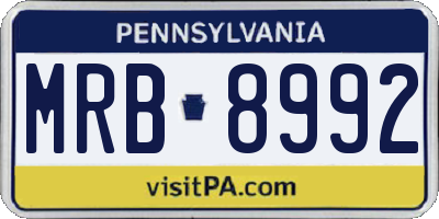 PA license plate MRB8992