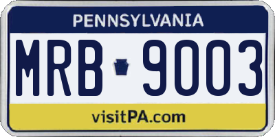 PA license plate MRB9003