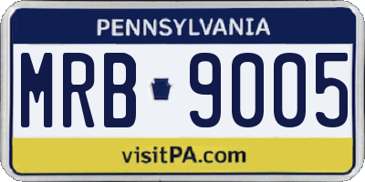PA license plate MRB9005