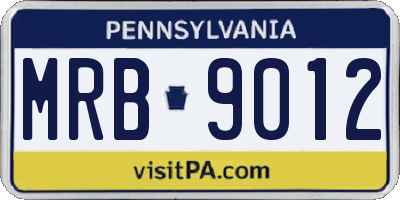 PA license plate MRB9012