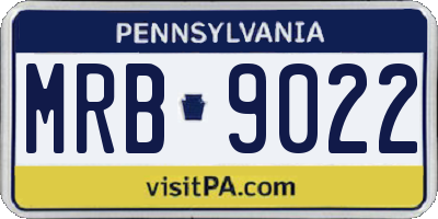 PA license plate MRB9022