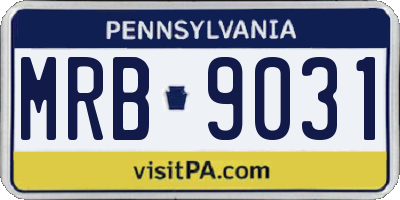 PA license plate MRB9031