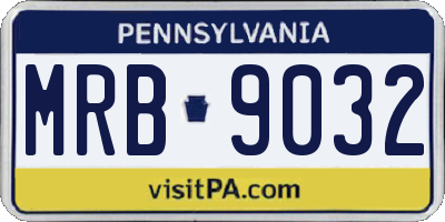 PA license plate MRB9032