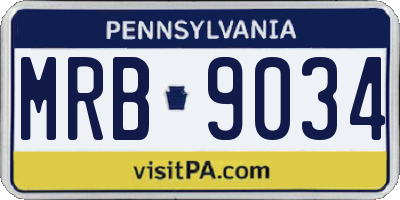 PA license plate MRB9034