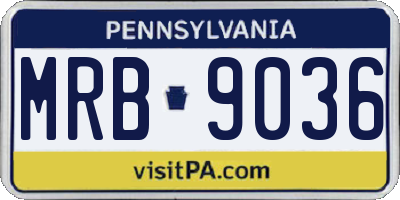 PA license plate MRB9036