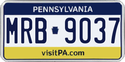 PA license plate MRB9037