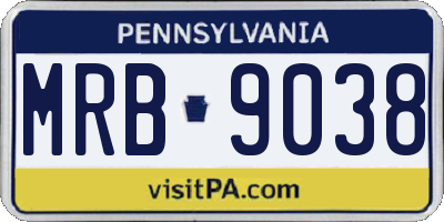 PA license plate MRB9038