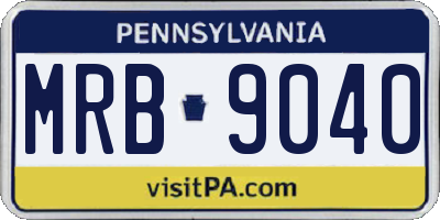 PA license plate MRB9040