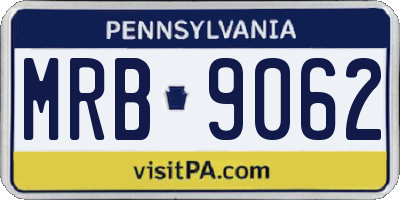 PA license plate MRB9062