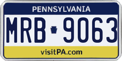 PA license plate MRB9063