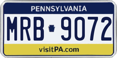 PA license plate MRB9072