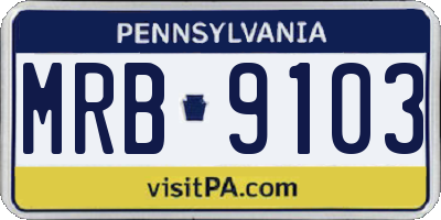 PA license plate MRB9103