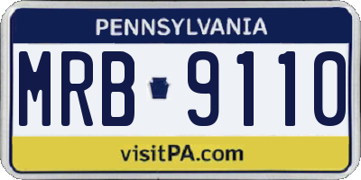 PA license plate MRB9110