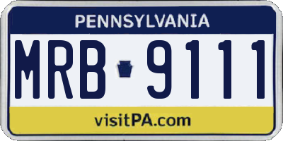 PA license plate MRB9111